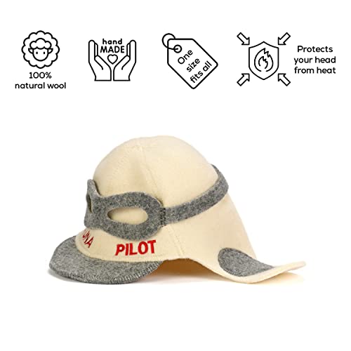Sauna Pilot Hat, 100% Organic Wool Felt Sauna Cap, Banya Hat Sauna Hair Protector, Sauna Accessories Embroidered Hat, Russian Sauna Hat, Sauna Room Accessory, Sauna Gifts for Men and Women - Image 3