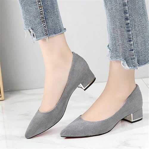 Women's Square Heels Pointy Toe Suede Pumps Elegant Comfortable Luxury Slip-On Shoes2