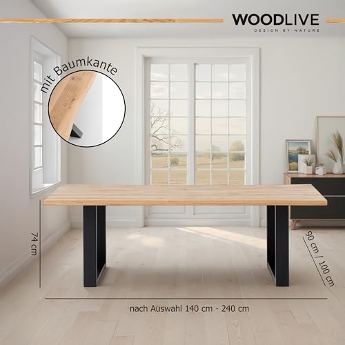 WOODLIVE DESIGN BY NATURE Massivholztisch Esstisch massiv Wildeiche Brian Natur geölt (240x100)