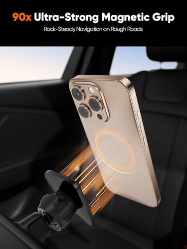 Image of CableCreation Magnetic Car Phone Holder Stand with Strong Magnetic Grip, AC Vent Mount, 360 Degree Rotation, Single Hand Use, Shockproof Build, Mobile Stand for Car (Black)