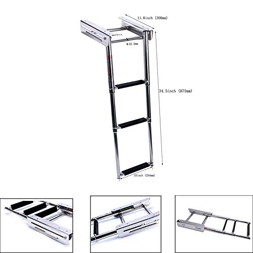Marinebaby 3-Step Under Platform Telescoping Slide Mount Boat Boarding Ladder, Stainless Steel Marine