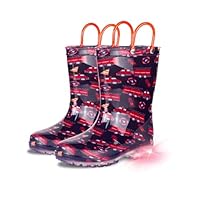 GAWBAW Toddler Rain Boots Kids With Glitter Light up Rain Boots With Easy-on Handles Waterproof For Boys and Girls