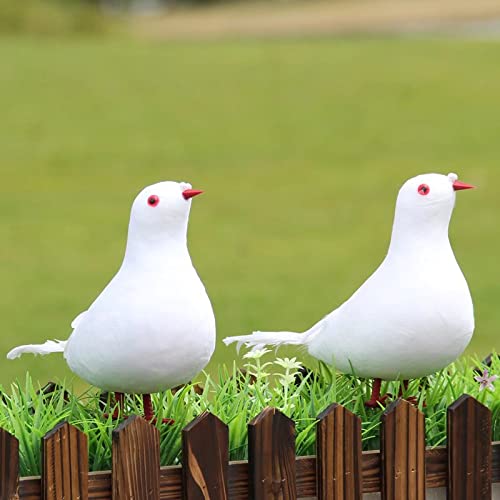 2 Pcs Simulation White Dove Flying Pigeon Foam Feather Birds Ornaments Artificial White Dove for Craft Wedding Home Garden Decor 26cm