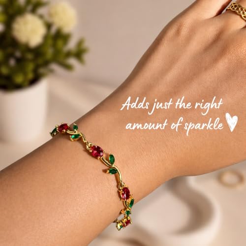 Image of Pixies Anti Tarnish Tulip Bracelet for Women Stylish | Hypoallergenic and Waterproof | Coquette and aesthetic accessories for girls | Ideal for gifting on special occasions | Comes in a gift box