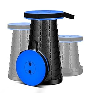 imodomio Tabouret Pliant Portable, Tabouret Télescopique Amélioré de Deuxième Génération, Tabouret de Camping Pliant, pour La Pêche/BBQ/Intérieur/Activités Plein air, Maxi Charge 150KG