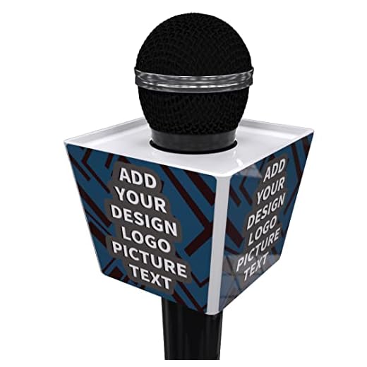 Caja de micrófono personalizada con logotipo de bandera de micrófono trapezoidal de tamaño más grande (blanco)