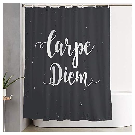 NA Duschdraperi motivation Carpe Diem hand latin handskriven text fras betyder fånga skylt diverse abstrakta badrumsdekorationer vattentätt polyestertyg med krokar