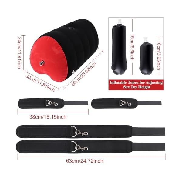 Sex-Positionskissen, Dildohalterung mit verstellbaren Hand- und Oberschenkelfesseln, Sex-Bondage-Set, Sexmöbel fürs Schlafzimmer – Sex-Body-Positioner für Paare (red-black) – Bild 7