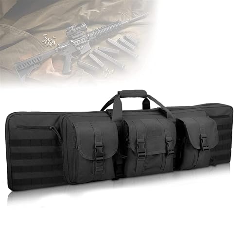 YLZBA Estuche for Rifle, Bolsa Táctica for Armas Maletin Arma Larga Bolsa de Rifle Táctico, Estuche de Transporte de Armas de Fuego con Almacenamiento de Pistola(Black,140cm)