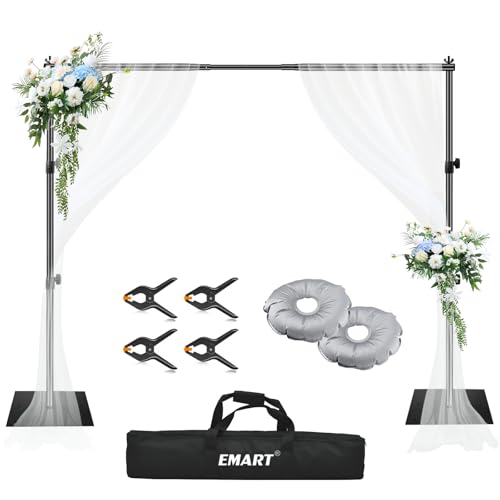 EMART Backdrop Stand, 2 x 3 m Adjustable Background Frame with Mini Ball Head, Backdrop Support System Kit for Photography Studio Photo Video Wedding Party