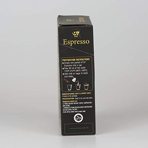 Trung Nguyen G7 Espresso Instant Coffee For Energy Boost - Pure Arabica Beans, Bold Taste & Gentle Aroma - Strong & Rich Vietnamese Instant Energy Coffee (15 Sticks/Box) #TOP5