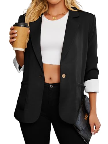 Womens Work Blazers 3 4 Length Sleeve Open Front Suit Jackets 2025 Business Casual Outfits