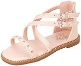 Vince Camuto Girls' Sandals - Open Toe Summer Shoes Flat Strappy Gladiator Sandals with Back Zipper and Adjustable Buckles, Size 8 Toddler, Blush