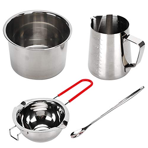 Candle Wax Melting Pots, 4pcs Stainless Steel Candle Making Pot and Spoon Candle Pouring Pitcher Kit Candle Wax Melter for Candle Making Supplies Candle Craft Tools for Adults