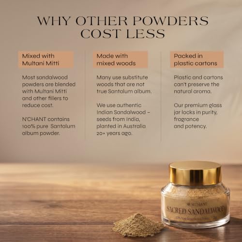Image of N'Chant Sacred Sandalwood Chandan Powder for Face Pack, Puja & Tilak, 25g
