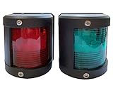 ISURE MARINE Boat Green Starboard and Red Port Side Black Stern LED Navigation Light 90° IP66...