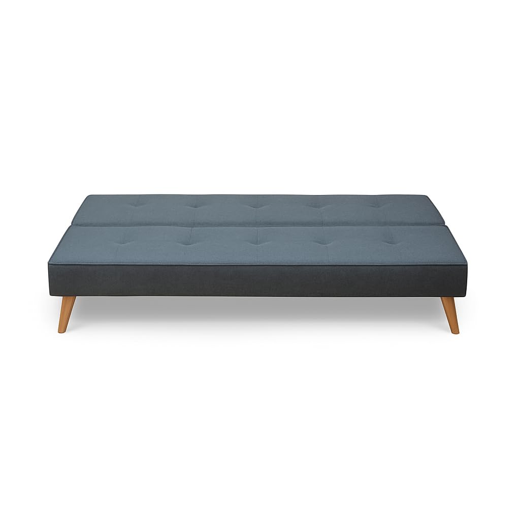 SHIITO | Sofá Cama Norden Moderno, Tapizado Gris, Sistema Clic-Clac, Diseño Escandinavo, Patas de Madera, 188x88x88 cm