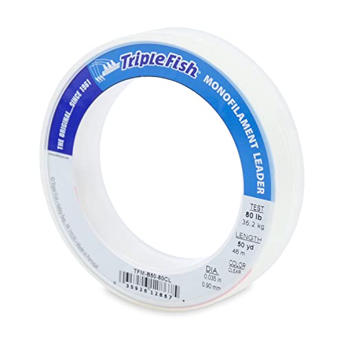 Image of Triple Fish Monofilament Fishing Leader - Clear, Camo Strong Tough Leader Material for Big Game Fishing, Up to 400lb Test