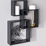 Ballucci Modern Interlocking Cube Floating Shelves, Wall Mount Wood Square Shelves for Living Room, Bedroom, Bathroom, Easy to Install Wall Decor Box Shelves, Black