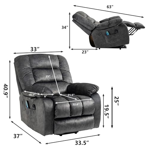 Sillón reclinable cómodo con masaje y calefacción beige miniatura 2