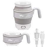 Bear Travel Electric Kettle, Foldable Portable Kettle, Food Grade Silicone Small Electric Tea Kettle Auto Shutoff & Boil Dry Protection, 600ml Collapsible Kettle Water Boiler