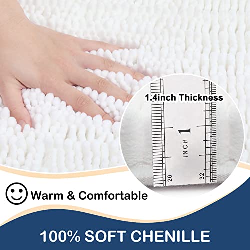 Arotive Luxury Chenille Bathroom Rug Mat, Extra Soft Thick Absorbent Shaggy Bath Rugs, Non-Slip Machine Wash Dry Plush Bath Mat For Bathroom, Shower, And Tub (16''X24'', White) #TOP1