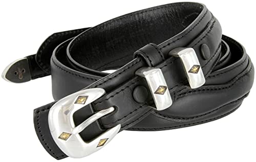 Image of Silver Mirror Buckle Oil Tanned Genuine Leather Western Ranger Belt 1-3 /8 inch(35mm) Taper to 3 /4 inch(19mm) Wide-Multiple choices