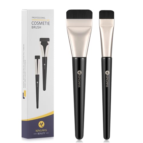KINGMAS 2Pcs Flat Foundation Brush, Korean Spatula Facial Makeup Brush, Ultra Thin Concealer Contour...
