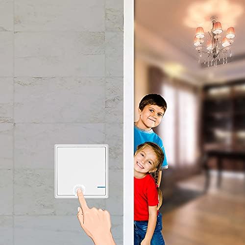 Mengshen Wireless Lights Switch Kit, 1 Two-Gang Switch + 2 Receiver, No Wiring Required, Easy to Install