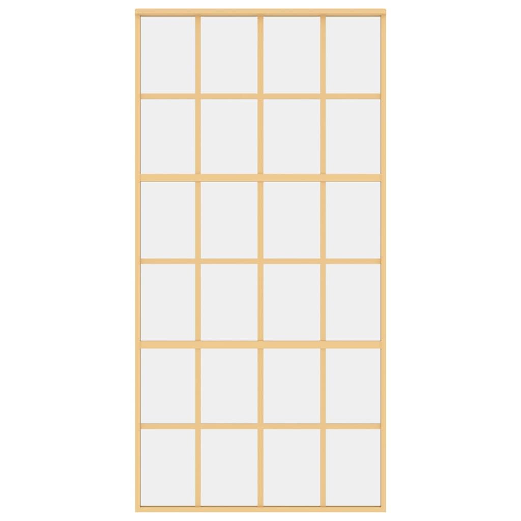 Drzwi przesuwne Golden 102,5 x 205 cm, przezroczyste szkło ESG, aluminiowe skrzydło drzwi z ramą i uchwytem do drzwi wewnętrznych, montaż remontu, bezpieczeństwo, izolacja akustyczna, ochrona