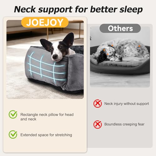 JOEJOY Dog Bed Medium - Washable Rectangle Dog Beds, Anti-Anxiety, Soft Plush Non-Slip Bottom Pet Bed - Small | Medium | Large Size Mattress Mat, Grey - Image 3