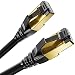 Produktbild deleyCON 7,5m CAT8 Patchkabel Netzwerkkabel RJ45 LAN DSL Kabel Halogenfrei F/FTP Schirmung 2000MHz 40Gbit CAT.8 Ethernet Kabel RJ45 Stecker vergoldet - Schwarz