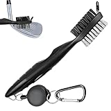 Golf Club Bürste,Golf Bürste,Golfschläger Bürste,2 in 1Golf Club Bürste und Groove Cleaner, Golf Club Groove Cleaner,Nylon Und Edelstahl Bürste Mit Spik für Hängen Auf Golf Tasche
