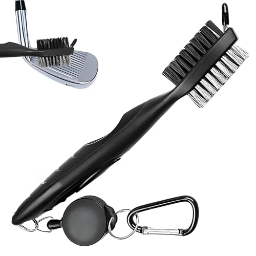 Hongoen Golf Club Bürste,Golf Bürste,Golfschläger Bürste,2 in 1Golf Club Bürste und Groove Cleaner, Golf Club Groove Cleaner,Nylon Und Edelstahl Bürste Mit Spik für Hängen Auf Golf Tasche