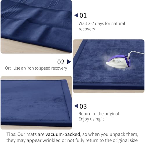 Image of ACOMOPACK Baby Play Mat for Floor 1.3 inch Thick Memory Foam Play Mat 71 inchx79 inch Tummy Time Crawling with Non-Slip Bottom for Living Room,Nursery,Soft Velvet Playpen Mats for Kids,Infants(Royal Blue)