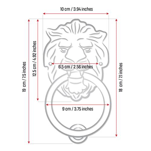 Qparts Regency Lions Head Door Knocker,Solid Brass,H:7 Inch,Black,Oxide Finish #TOP1