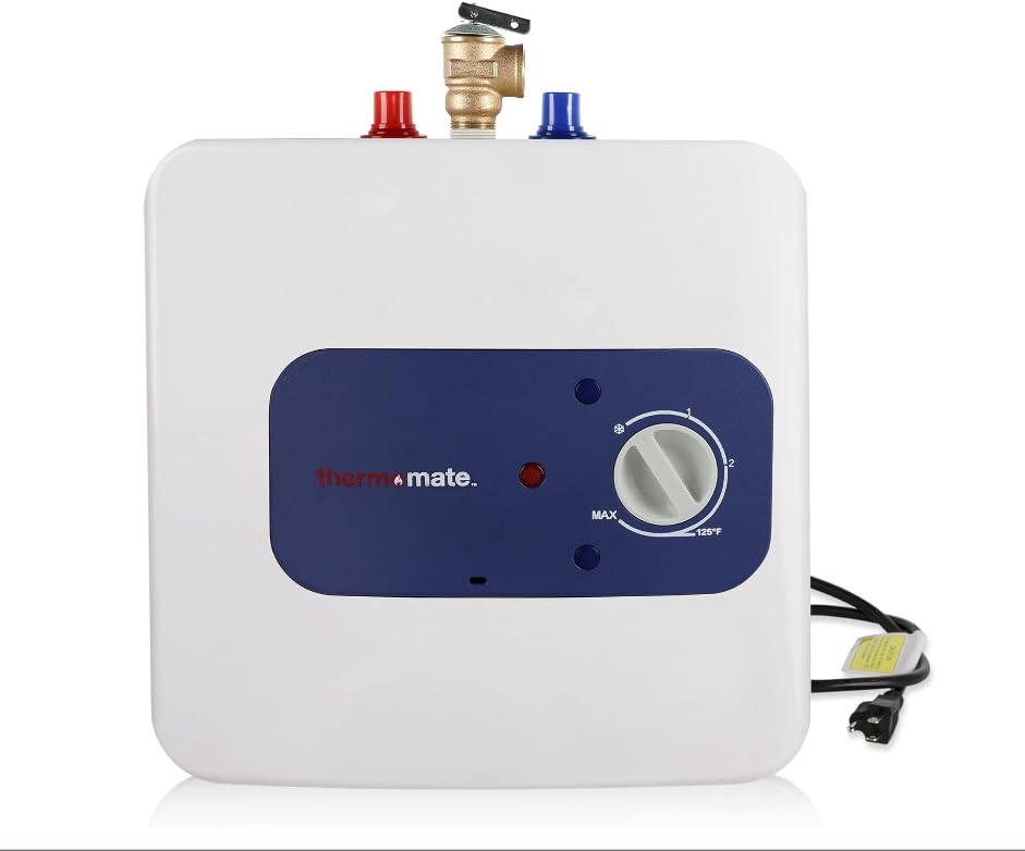 ThermoMate ES15DE Termo eléctrico 15 litros, Calentadores de agua eléctricos bajo fregadero, Diseño compacto, enchufar y usar, 2000W