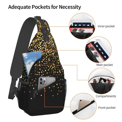 Gold Bling Shinning Sling Backpack Unisex Crossbody Chest Bag Shoulder Chest Bag For Women Men Hiking Travel4