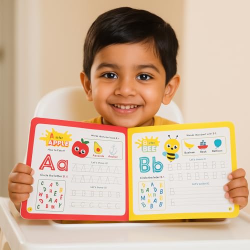 Image of Kiddale Early Learning Pack - 3 Non-Sound Books for Toddlers: Alphabet Tracing, Color Peekaboo & 16 Brain-Boosting Activities
