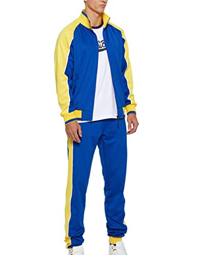 Tebreux Men's Tracksuits 2 Piece Outfit Jogging Suits Set Casual Long Sleeve Sports Sweatsuits Blue L #TOP6