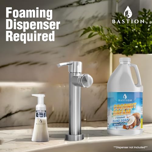Image of Bastion Antibacterial Foaming Hand Soap - Coconut Dream Hand Wash - Bulk Refill Jug. Coconut Dream Scented. Non-toxic. Made in the USA.(Foaming Dispenser Required) (6) 1 /2 Gallon (384 oz)