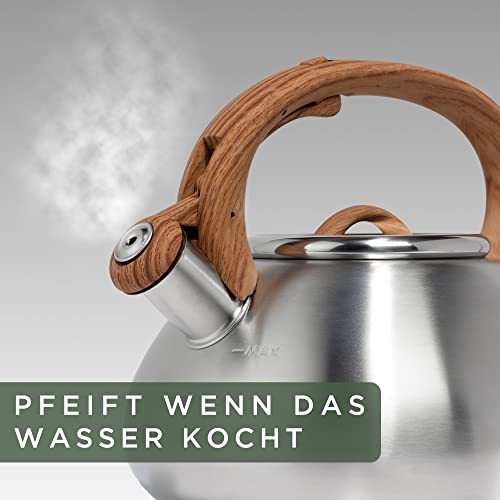 NOLITOY Emaille Wasserkessel 2,5 Liter - Für Induktion & Gasherd, Hitzebeständig Mit Komfortablem Griff - Ideal Für Tee & Kaffee
