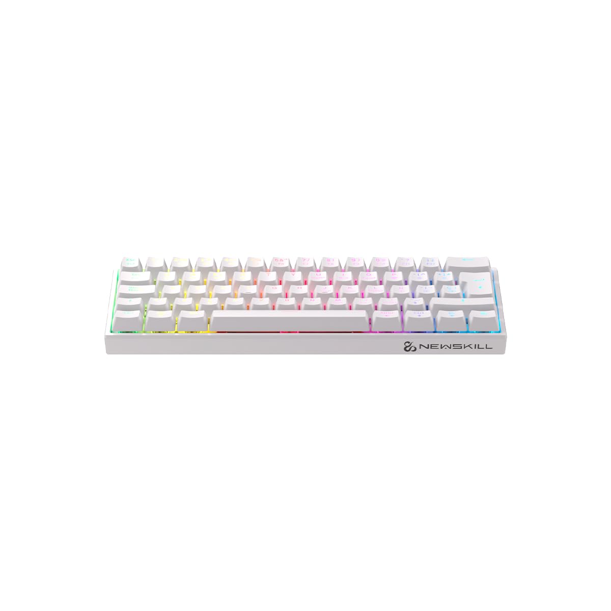 NEWSKILL Pyros V2 Teclado Gaming 60% RGB inalámbrico/Bluetooth/Cable Outemu Red Hotswap - Color Blanco