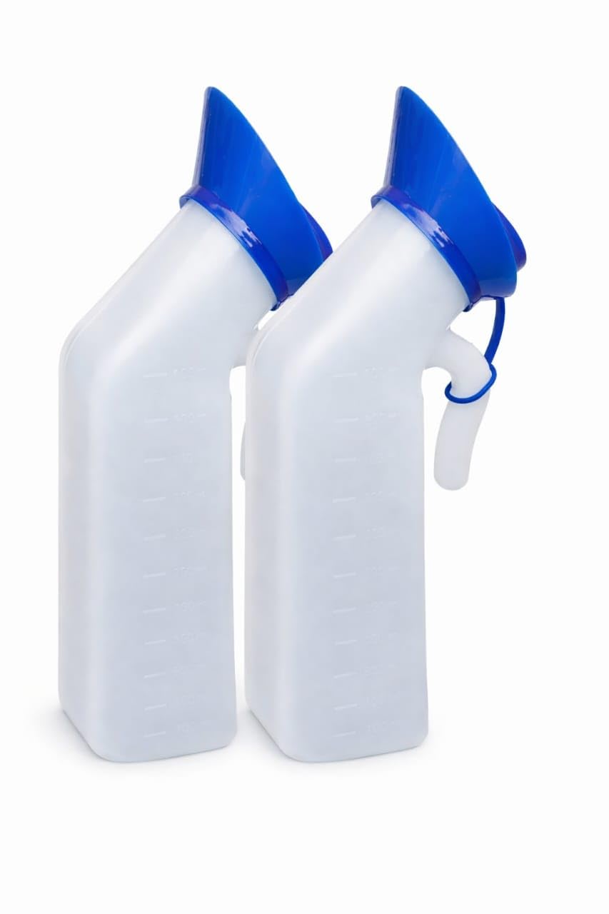 Portable Urinal Bottle with Spill-Proof Lid, Unisex Urine Collection Pot for Elderly, Patients, Bedside, Hospital and Travel Use, Plastic, Blue-image-39