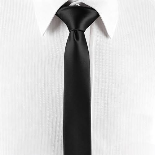 Image of Landisun Black Tie Men Women Solid Skinny Ties Slim Ties Satin Tie