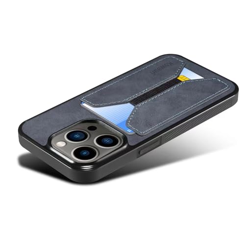 Kowauri Case for iPhone 15 Pro, PU Leather Wallet Case with Credit Card Slot Holder Ultra Slim Protector Case for iPhone 15 Pro (6.1 inch), Gray