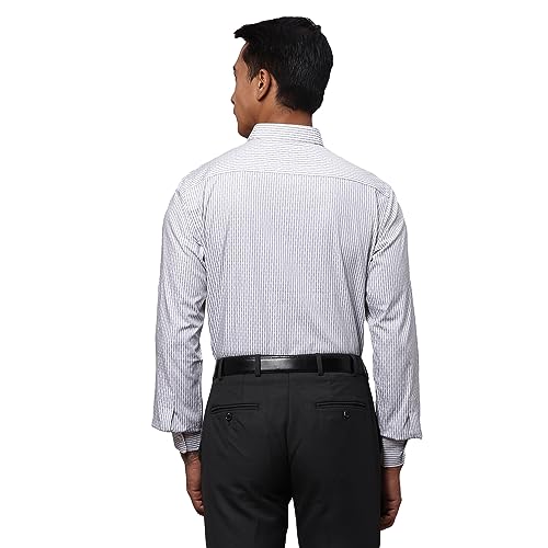 Image of Park Avenue Men's Pure Cotton Stripe Pattern Slim Fit Semi Cutaway Collar Full Sleeve Formal Shirt