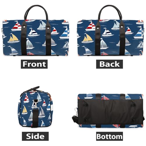 Colorful Sailboat Travel Duffel Bag, Sea Sports Tote Gym Bag, Foldable Weekender Overnight Bag, Luggage Handle Bag for Women Men2