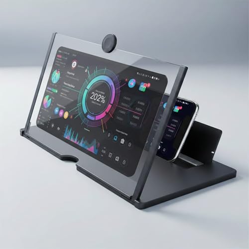 Image of Drumstone 12 Inch Mobile Screen Magnifier with Foldable Stand, Portable Phone Screen Enlarger for Movies, Video Streaming & Gaming, Compatible with Most Smartphones, No Power Required