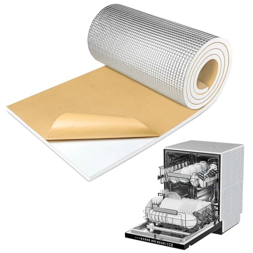 TroyStudio Dishwasher Sound Insulation Blanket 13 x 79 x 0.4 Self Adhesive Acoustic PEF Foam Sheet Noise Cancelling Heat Shield Machine Soundproof Cover Waterproof & Anti-Vibration Wrap
